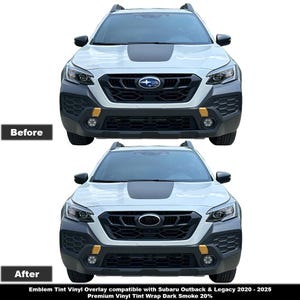 Crux Motorsports Emblem Tint Overlay Dark Smoke 20% for Subaru Outback & Legacy 2020 – 2025