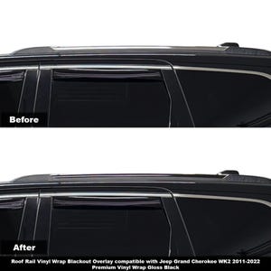 Crux Motorsports Roof Rail Vinyl Wrap Overlay Chrome Delete Black out for Compatible with Jeep Grand Cherokee WK2 2011 – 2022