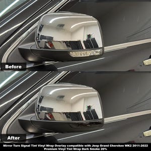 Crux Motorsports Mirror Turn Signal Tint Vinyl Wrap Overlay Dark Smoke 20% Compatible with Jeep Grand Cherokee WK2 2011 – 2022