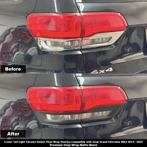 Crux Motorsports Lower Tail Light Chrome Delete Vinyl Wrap Overlay Matte Black compatible with Jeep Grand Cherokee 2014 – 2022 WK2