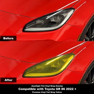 Crux Moto koplamp vinyl tint overlay – geel | Precision Fit voor Toyota GR86 2022