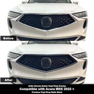 Crux Moto Grille Chrom Delete Vinyl Wrap Overlay - Matt Schwarz | Präzisions-Passform kompatibel mit Acura MDX 2022+