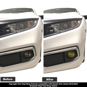 Recubrimiento de vinilo tintado para luces antiniebla de Crux Motorsports compatible con Honda Civic Sedán 2016-2021