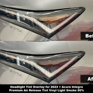 Crux Motorsports Light Smoke 50% Headlight Tint for 2023 + Acura Integra