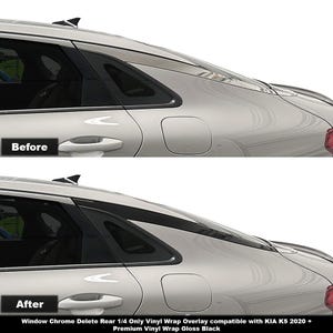 Crux Motorsports Window Chrome Delete Quarter 1/4 Only Vinyl Overlay Wrap Kit Compatible with KIA K5 2020 +