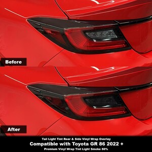 Crux Moto achterlicht getint kit zijkant en achterkant vinyl wrap overlay – licht getint 50% | Precision Fit voor Toyota GR86 2022