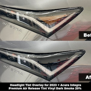 Crux Motorsports Dark Smoke 20% Headlight Tint for 2023 + Acura Integra