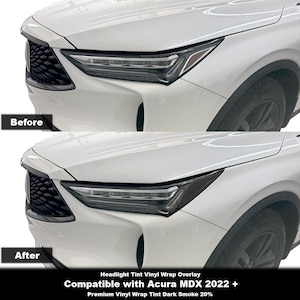Crux Moto Scheinwerfer Tint Vinyl Wrap Overlay - Dark Smoke 20% | Präzisions-Passend für Acura MDX 2022+
