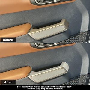 Crux Motorsports Interior Door Handle Vinyl Wrap Overlay Brushed Aluminum for Ford Bronco 2021 +