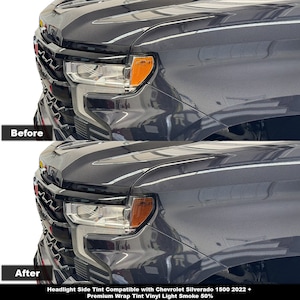 Crux Motorsports Headlight Side Tint Overlay Light Smoke 50% for Chevrolet Silverado 1500 2022 +