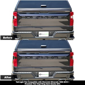 Crux Motorsports Tail Light Tint Overlay Dark Smoke 20% for Chevrolet Silverado 1500 2022 +