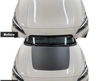 May include: Before and after images of a white Subaru Crosstrek with a black hood stripe overlay. The overlay is compatible with the Subaru Crosstrek 2018-2023 and Impreza 2017-2023. The text "Premium Wrap Vinyl Matte Black" is also included in the image.