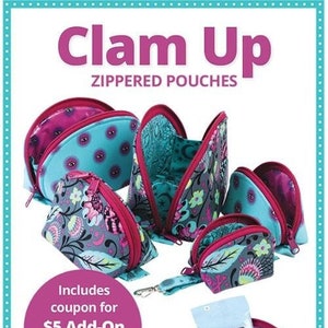 CLAM UP Zippered Pouch Pattern by Annie - 5 Sizes  - PBA 275