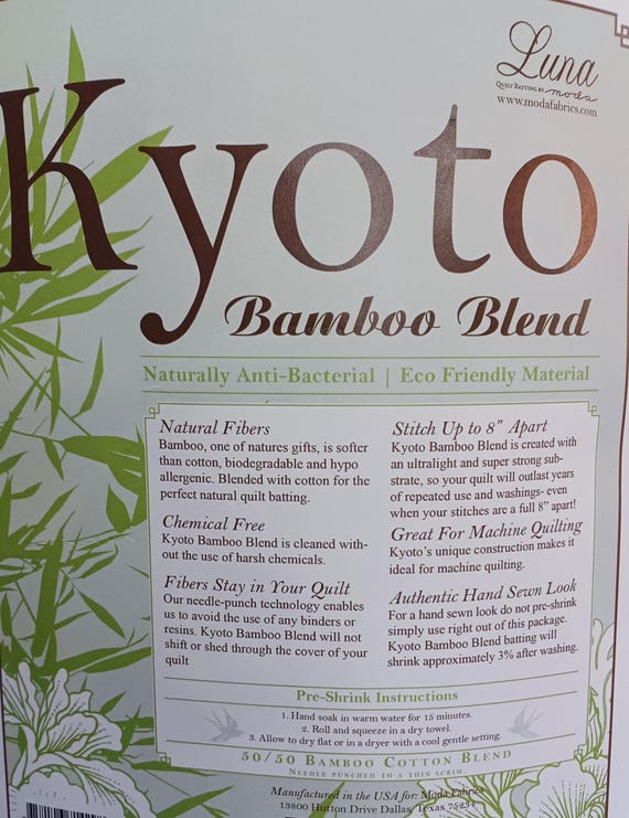 Bamboo BATTING - Quilt - 96-inch wof - Kyoto 50/50 - Cotton/Bamboo Blend, bty