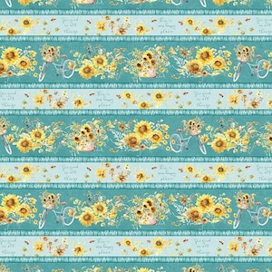 SUNFLOWER SWEET Border Stripe -  by Lisa Audit ~ Wilmington Prints, 17791 745, bty