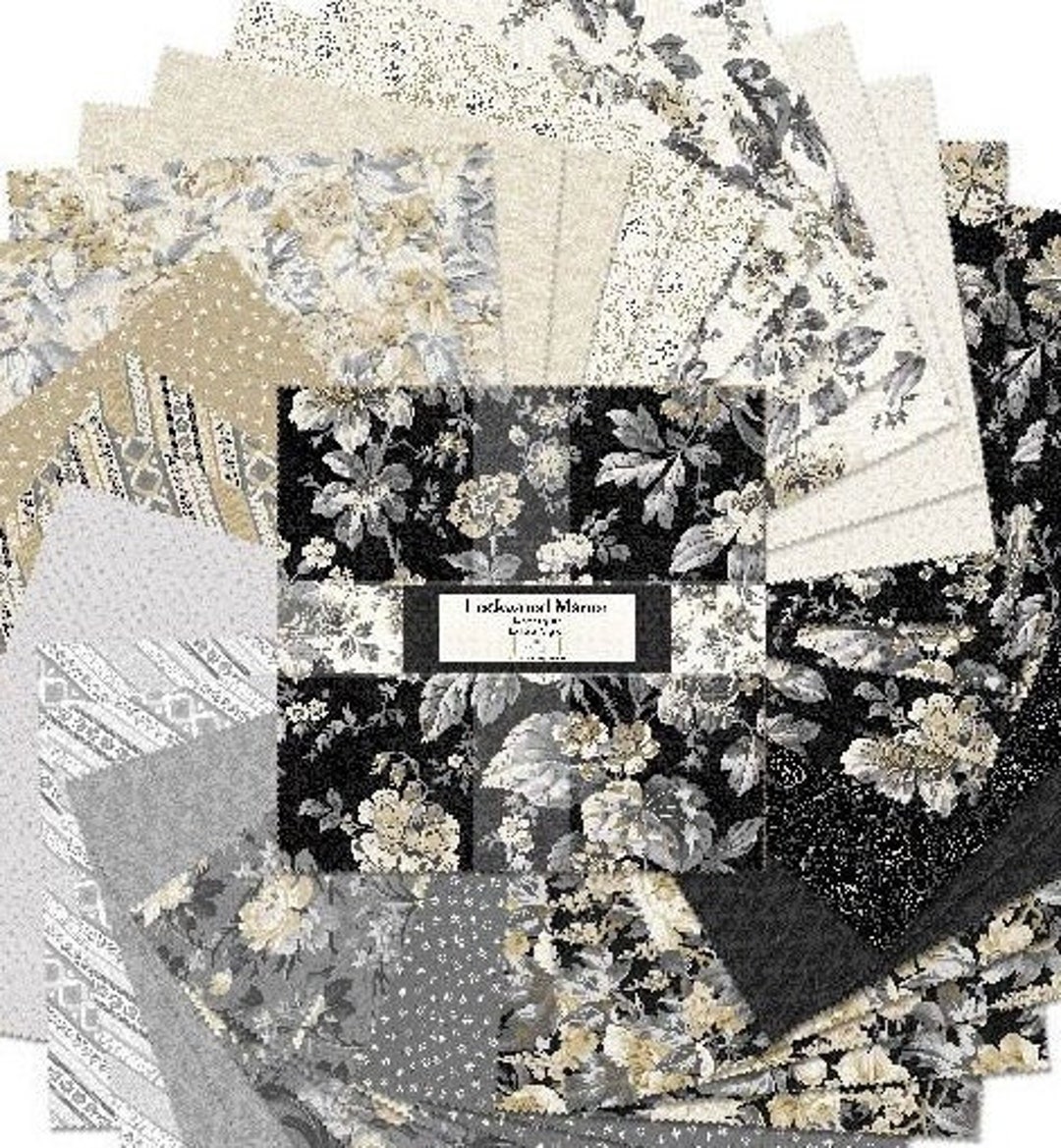 LOCKWOOD MANOR 10inch Squares, 42 Pieces, Black, Silver, Cream