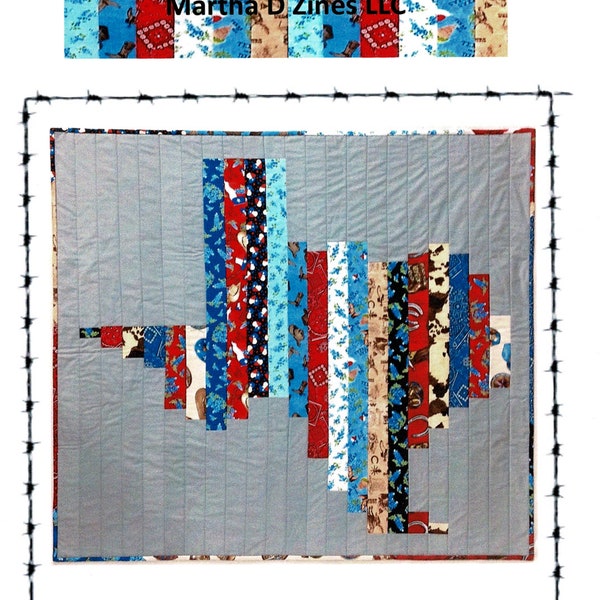 TEXAS Strip Happy Pattern by Martha D Zines - 46" x 40" (2 1/2" strips)
