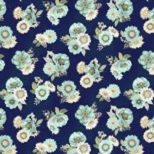 BLISSFUL  - Navy Toss Floral by Danielle Leone - Wilmington Prints, 27646-471, bty