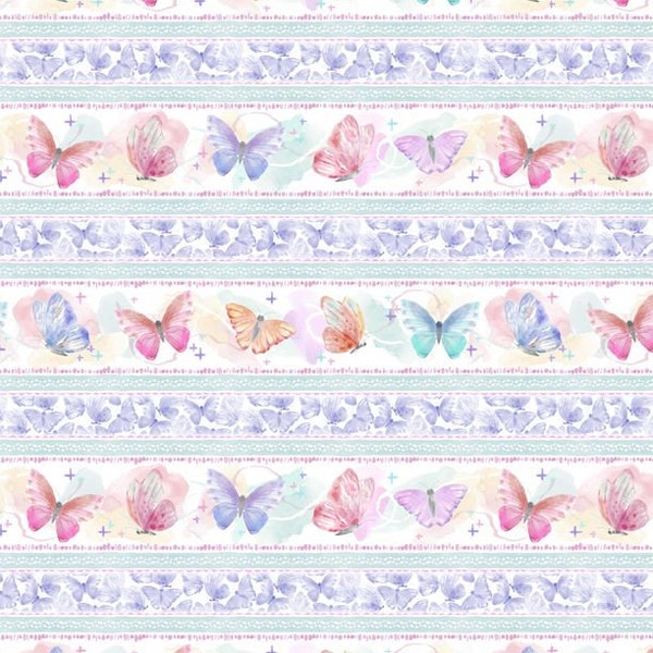 Winger Whipser - Butterfly - Border Stripe- by Dina June for Wilmington - 15719-164, bty