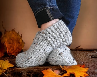 Hand Knitted Wool Slippers | Cozy Winter Socks
