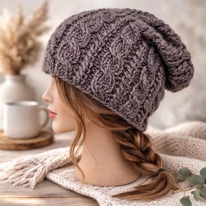 Knitted Beanie | Hand Knit Beanie, Cozy Slouchy Winter Hat, Handmade Canada