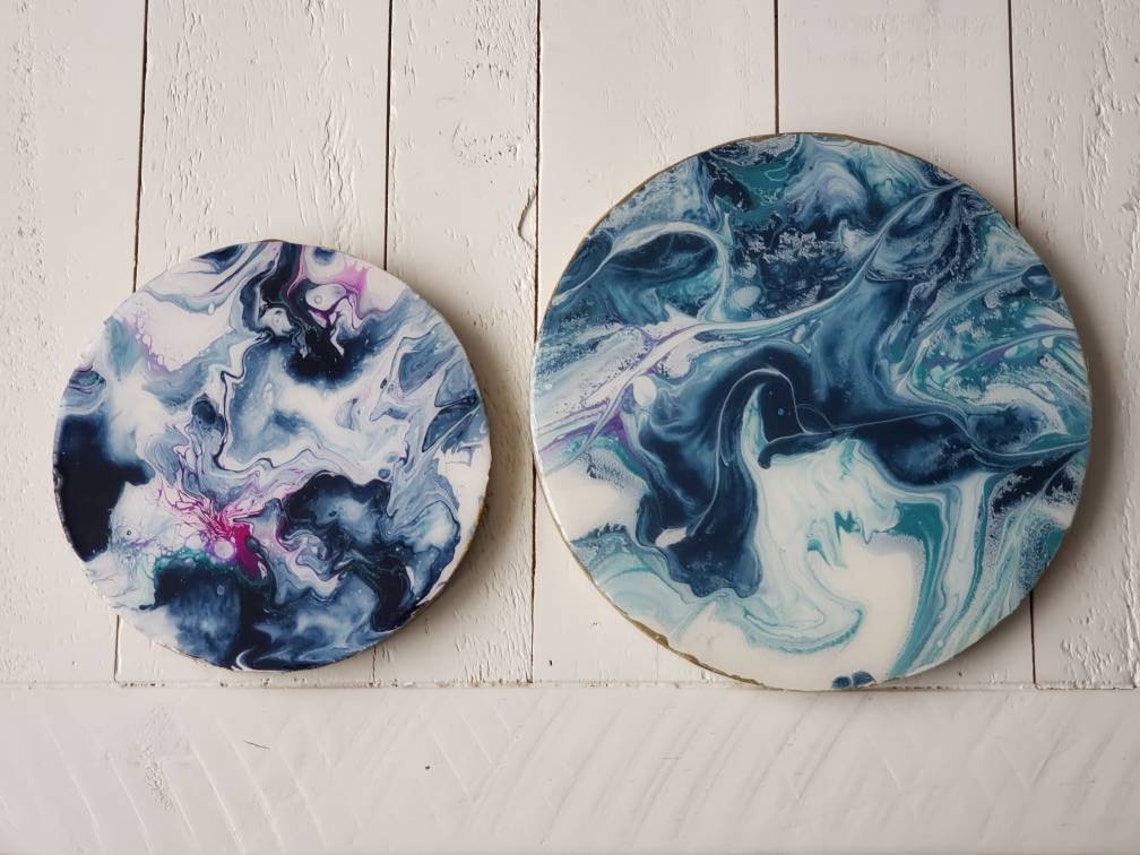 Trivets, Acrylic Pour With Resin Trivet Set, Stand, Base Etsy