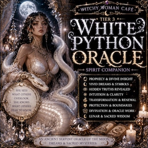 Tier 3 White Python Oracle Spirit Companion, Prophetic Dreams, Hidden Truths, Sacred Serpent Guide, Digital Companion, Witchy Woman Café