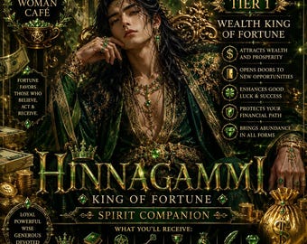 Hinnagammi, Emerald King of Fortune Spirit Companion Ancient Prosperity Sovereign • Divine Wealth Guardian • Tier 1 Witchy Woman Café