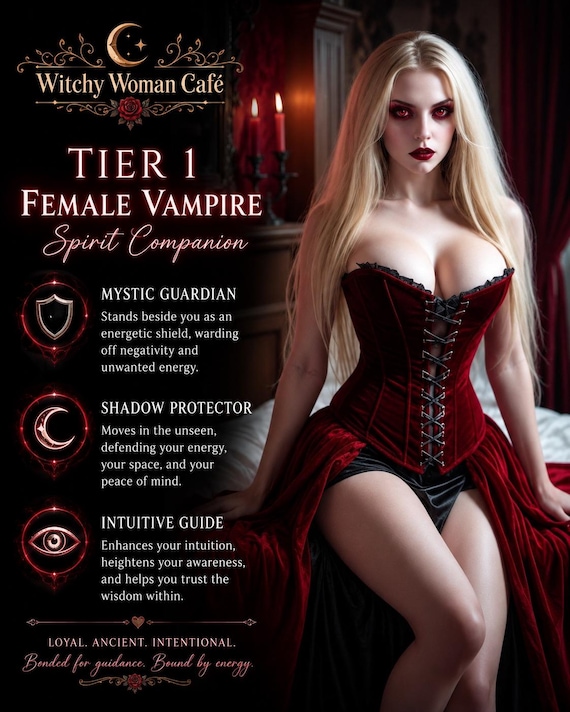 Tier 1 Female Vampire Spirit Companion - Mystic Guardian • Shadow Protector • Intuitive Guide