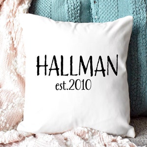 Personalized Canvas Throw Pillow / Family Name and Established Date / Personalized Wedding Gift Pillow / Home Pillow / Personalized Pillow