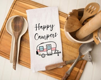 Happy Campers Towel / Happy Camper Towels / Happy Campers Tea Towel / Happy Campers Towels / Camping Towel / Camping / Crazy Camping Lady