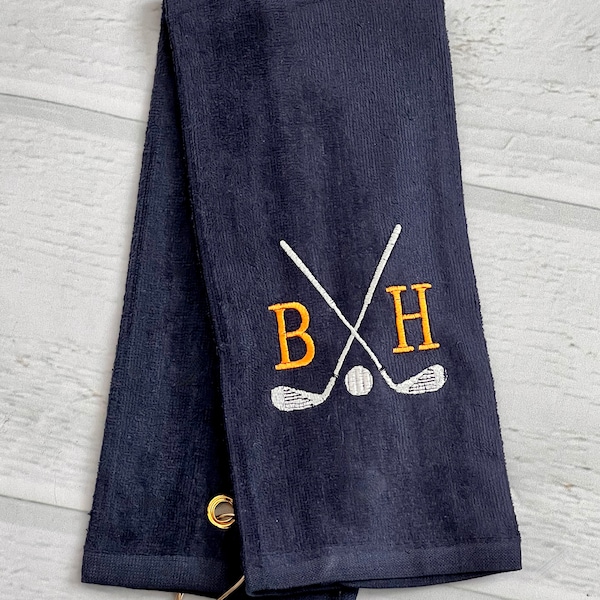 Personalized Monogrammed Golf Towel, Golf Towel Gift, Custom Embroidered Golf Towel, Golf gift idea
