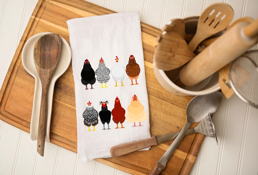 Chicken Tea Towel. Chicken Towel. Chicken and Rooster Towel. Chickens