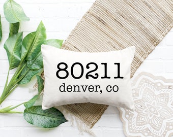 Zip Code Pillow Cover / Personalized Pillow / Home Decorating Pillow / Home Decor Pillow / Throw Pillow / State Pillow / Home Pillow