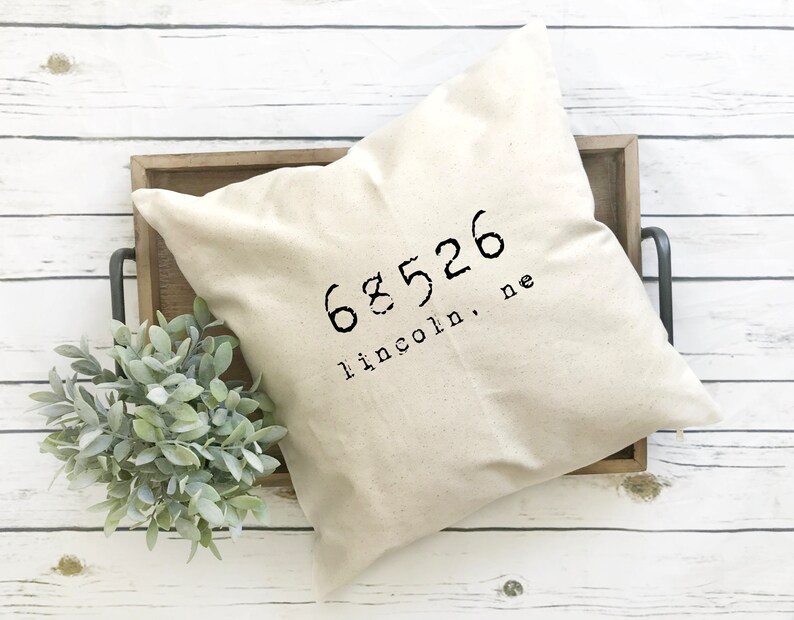 Zip Code Pillow Cover / Personalized Pillow / Home Decorating Etsy