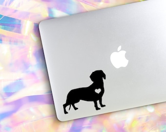 Taxhund med hjärta, vinyldekal för billaptop, klistermärke för tax retriever, klistermärke för tax