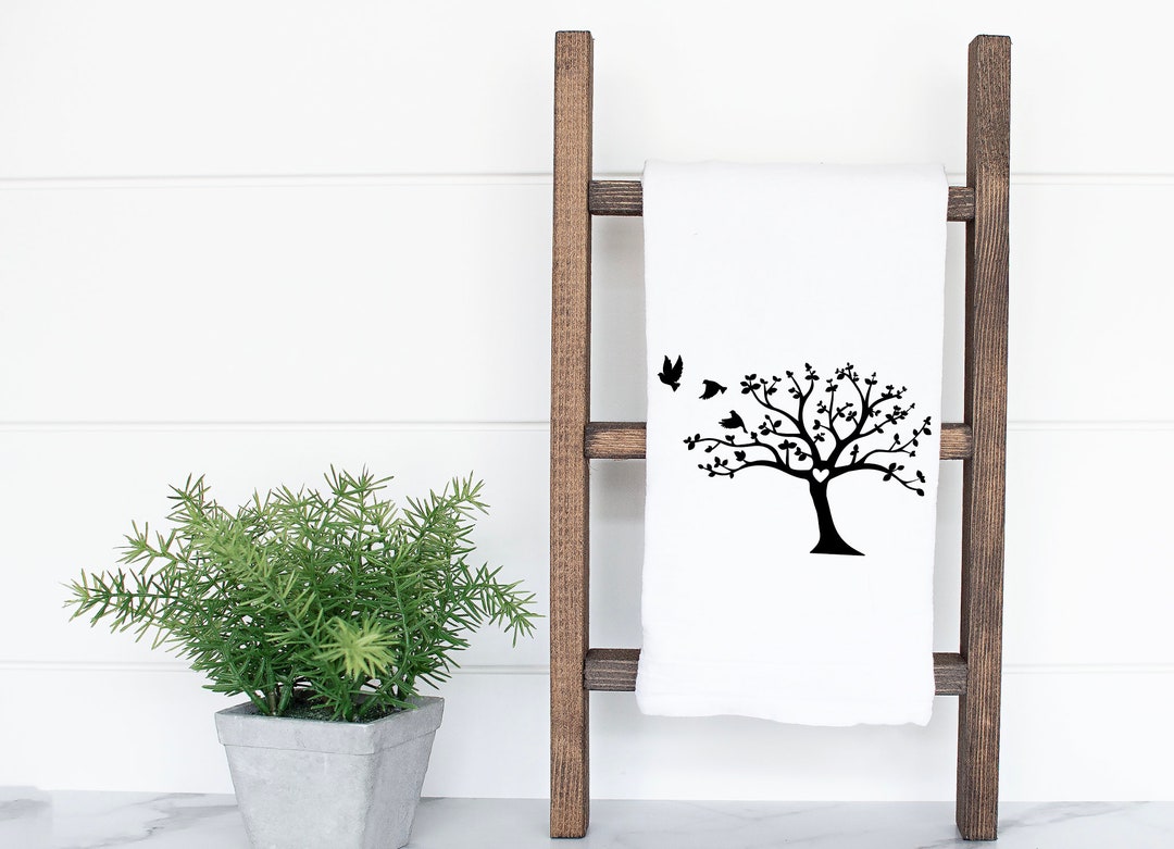 Tree Tea Towel / Tree Kitchen Towels / Tree With Birds Kitchen Towel