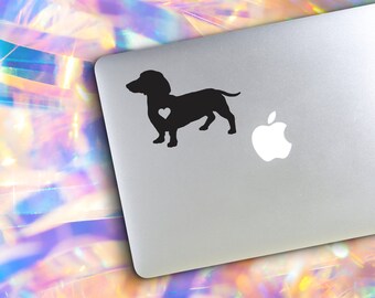 Taxhund med hjärta, vinyldekal för billaptop, klistermärke för tax retriever, klistermärke för tax