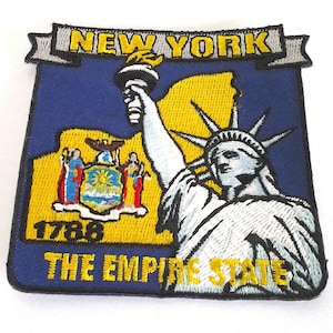 New York State Map (3-1 / 4 ") Gestickter Biker Patch 6733 22 Kostenloser Versand mit Sendungsverfolgung