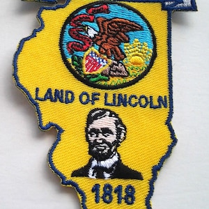 illinois State Map (3-3 / 4 ") Gestickter Biker Patch 6714 22 Kostenloser Versand mit Sendungsverfolgung
