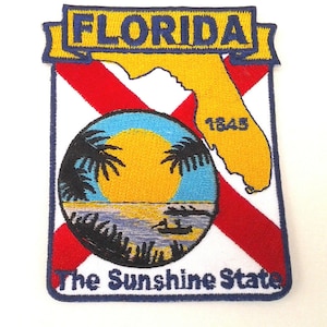 Kaart van de staat Florida geborduurd, opstrijkbare patch 6710 22 Gratis verzending met tracking