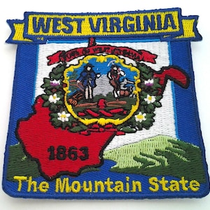 West Virginia State Map (3-1 / 8 ") Gestickter Biker Patch 6749 22 Kostenloser Versand mit Sendungsverfolgung