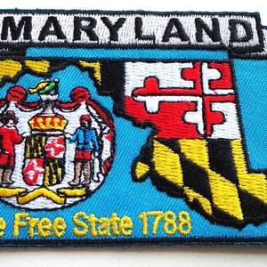 Maryland State Map (3-3/4&quot;) Embroidered Patch 6721 22 Free Shipping With Tracking