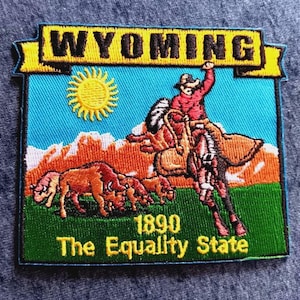 Wyoming State Map (3-1/2") Embroidered Biker Patch 6751 22 Free Shipping With Tracking