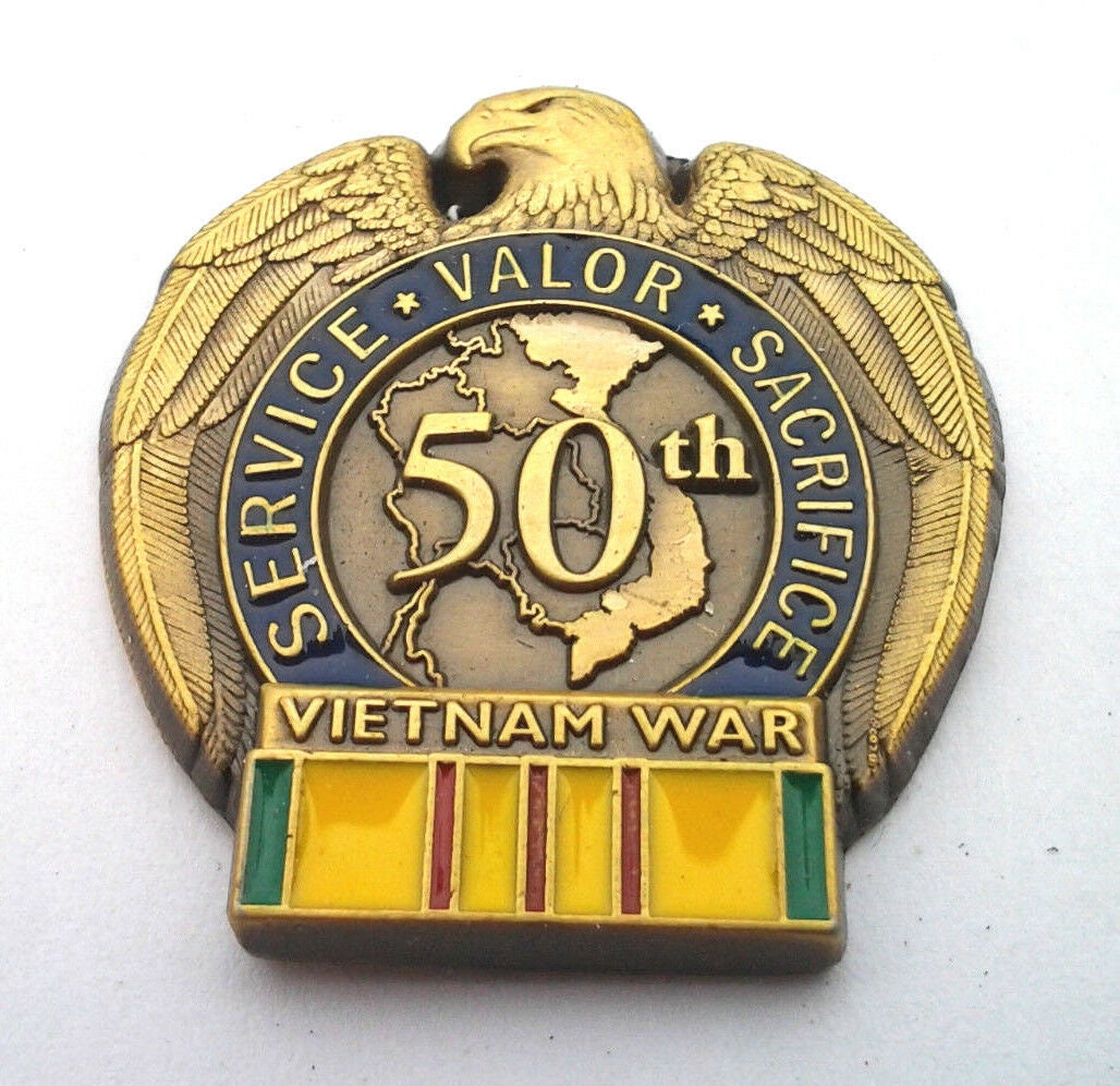 Vietnam War 50th Anniversary Vietnam Veteran National Defense Hat or Lapel pin Vietnam War 50th Anniversary Vietnam Veteran National Defense Hat or Lapel pin