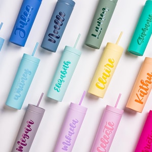 Pastel Skinny Tumblers | Matte Tumbler | Custom Gift for Wife | Personal Gifts | Custom Tumbler | Pastel Tumbler |  Pastel Matte Cup |
