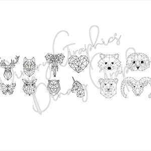 Geometric Animals Digital File: SVG AI DXF pdf cdr Vector Raster Graphic for Laser, Cricut svg