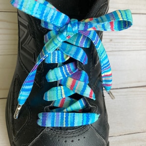 Teal Stripes Shoelaces