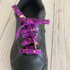 Halloween Purple with Stars Shoelaces
