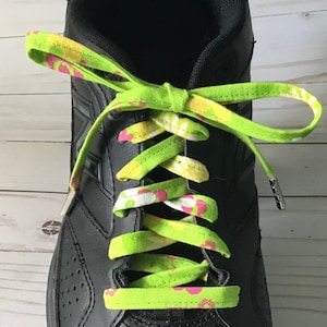 Lime Green with Flowers Shoelaces